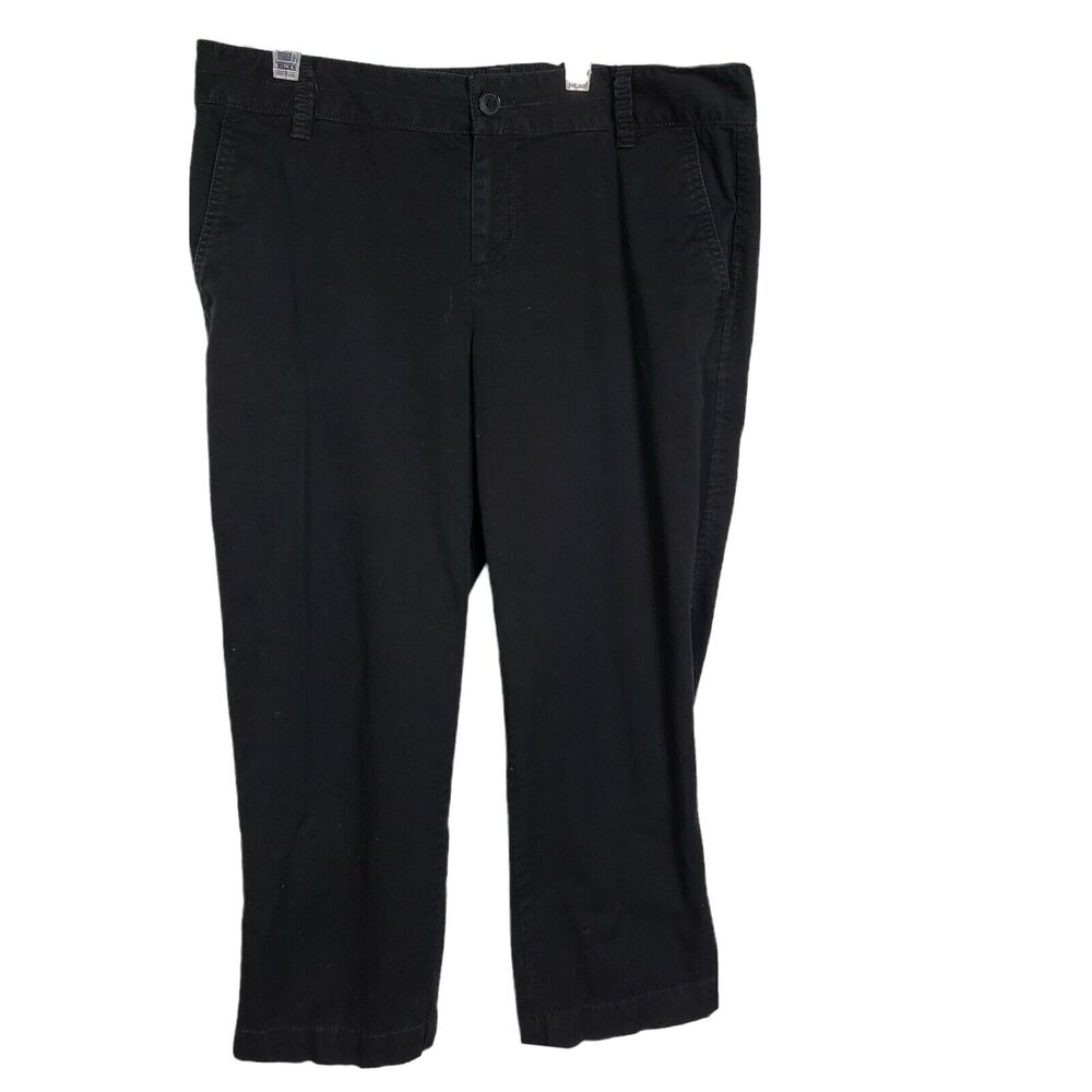 Ann Taylor Loft Women Pants Sz 6 Marisa Cropped Mid Rise Black Stretch Straight